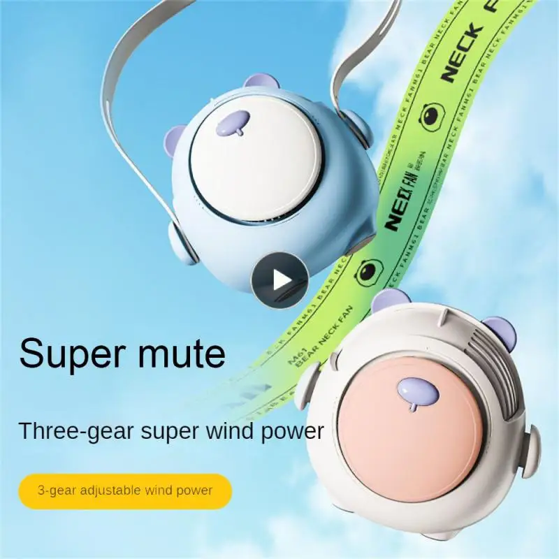 

Cartoon Hanging Neck Cooler For Outdoor Sports Mute Hanging Neck Mini Sports Fan Summer Gifts Mini Neck Fans Handheld Cute