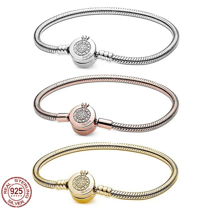 

New 925 Sterling Silver Fashion Hot Sale Charm Original 3mm Snake Bone Chain Beads fit Original Pandora Beaded DIY Bracelet