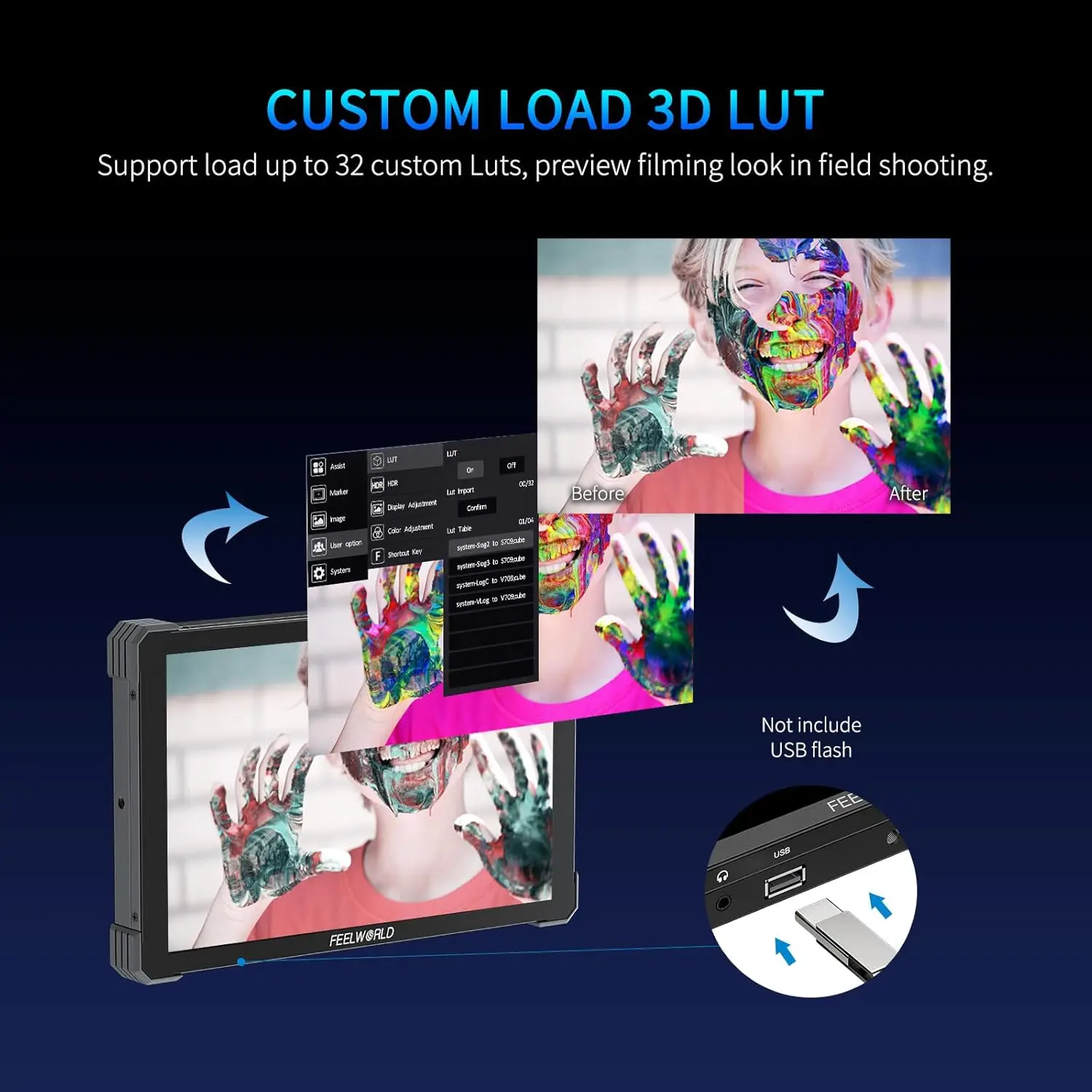 Фото Монитор FEELWORLD T10 для DSLR-камер, FHD, 500 нит, 4K, вход/выход HDMI, HDR, 3D LUT, Waveform, для видеографов и создателей контента №3