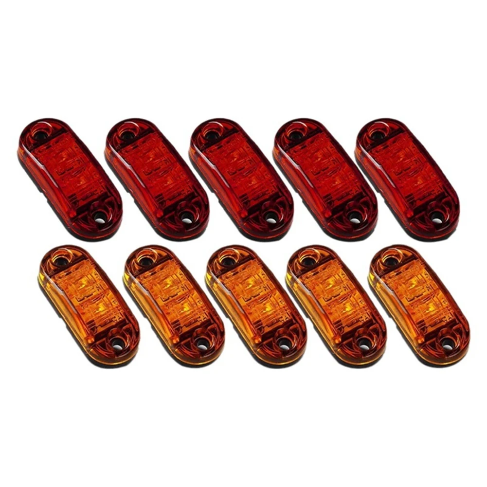 

5X Amber+5X Red LED Car Truck Trailer RV Oval 2.5 inch Side Clearance Marker