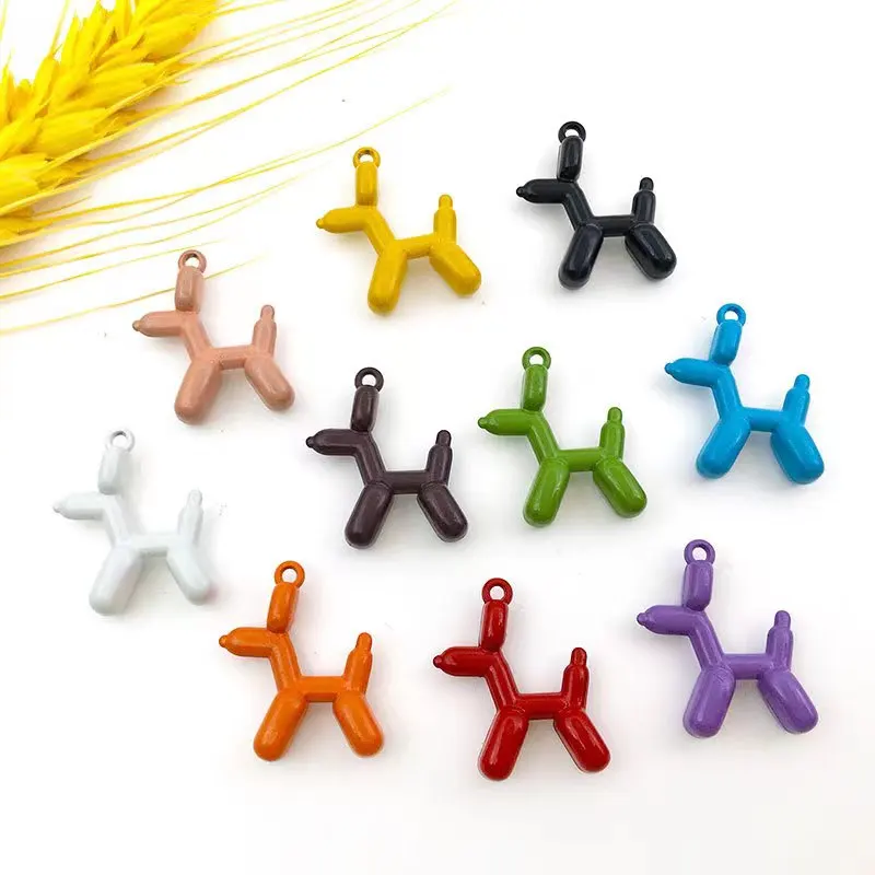 

10pcs 3D Balloon Dog Metal Charms Pendant Earring Bracelet DIY Necklace Jewelry Making 10color 19*17mm