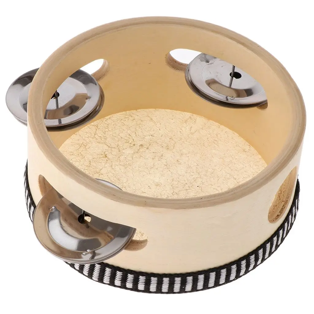 Деревянный Ручной Тамбурин для детей 4-дюймовый барабан развивающий инструмент