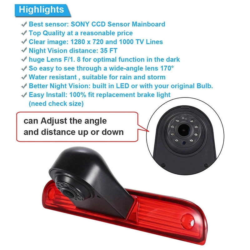 Автомобильная камера заднего вида с высоким стоп-сигналом для Fiat Ducato X250 X290 Peugeot