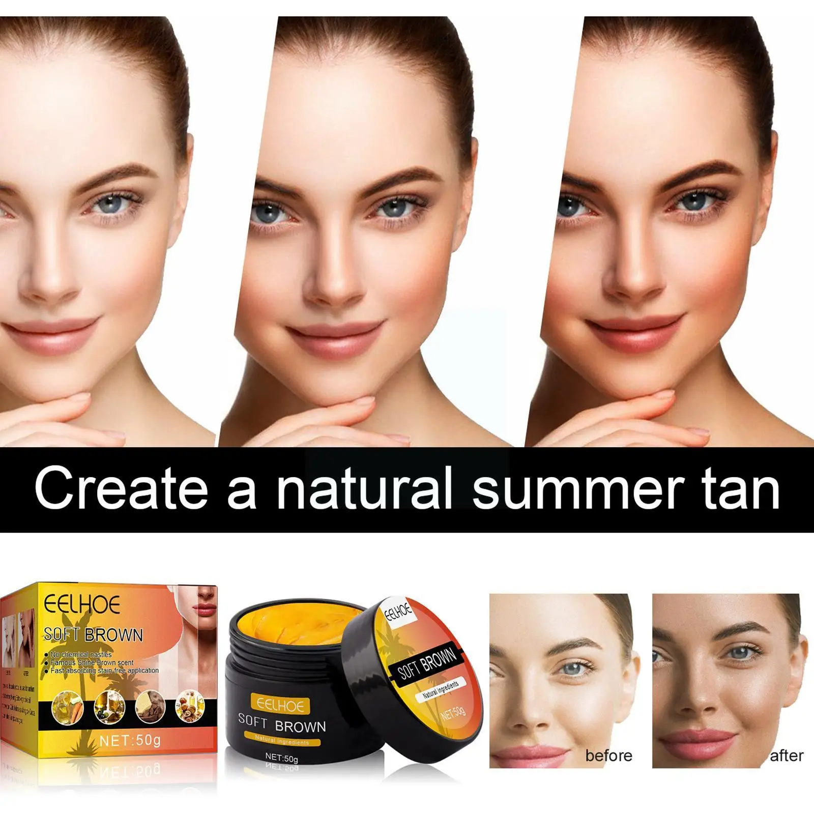 

50g Tanning Cream Body Lotion Cream Natural Cream Darken U0k9