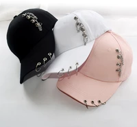 2022 summer outdoor sport baseball cap men women hip hop snapback hat iron chain ring adjustable solid color kpop casual cap