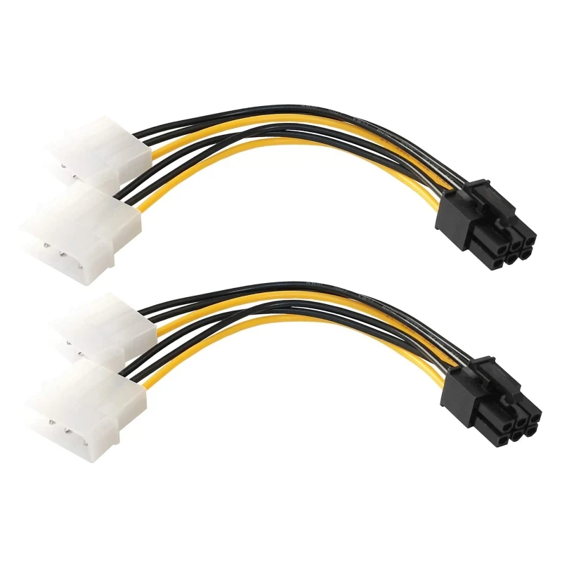 2 шт./компл. двойной кабель адаптера Molex 4-контактный к одному PCI-E 6-контактному