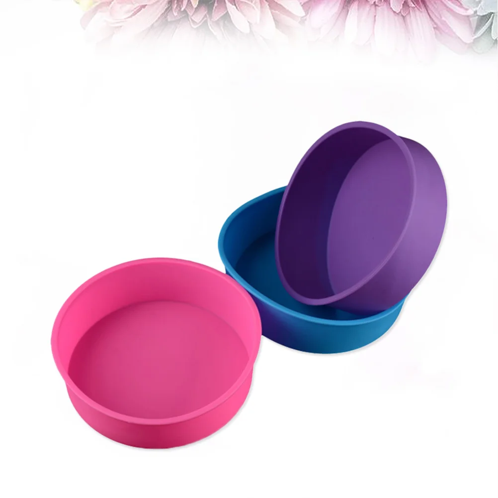 

Round Cake Mold Silicone Colored- Free Small Cake Pan Non- Mold Bakeware Supplies for Pie Cake ( 17x5.5cm )