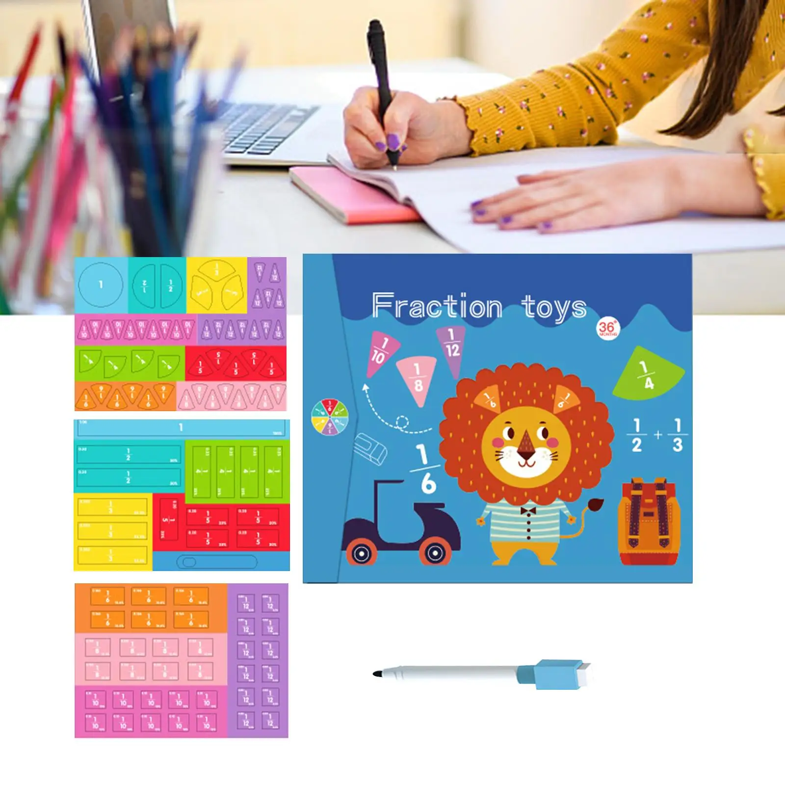 

Fraction Tiles Math Manipulatives Arithmetic Teaching Aids for Children Boy