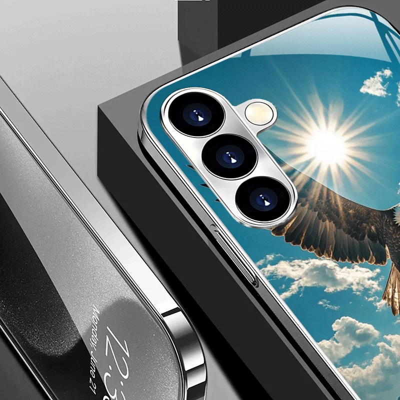 Фото Противоударный стеклянный чехол Sunshine Soaring Eagle для Samsung Galaxy S26 S25 S24 S23 S22 S20 FE/Ultra/Plus №3