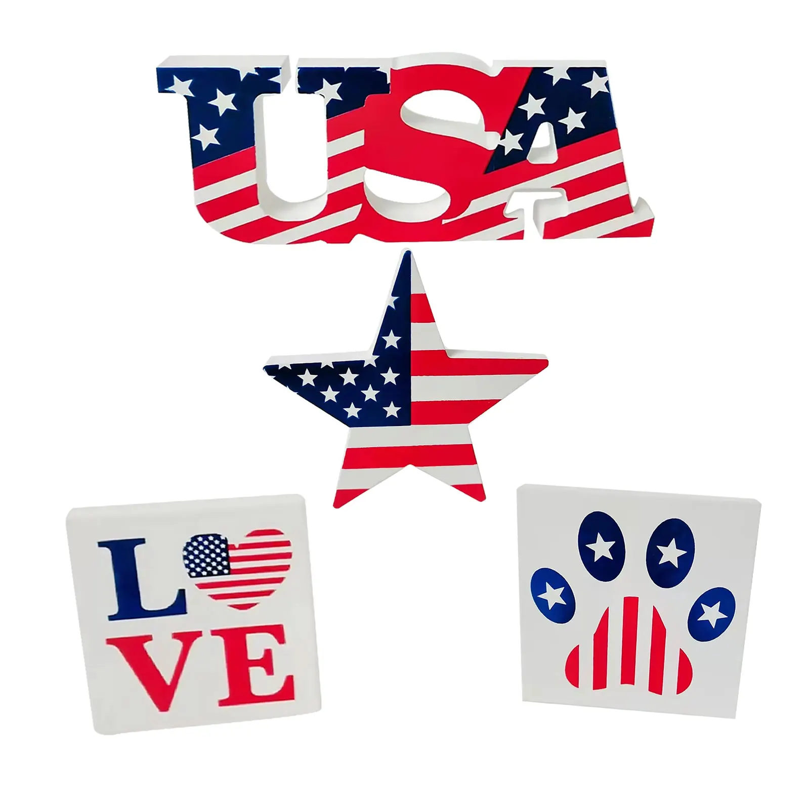 

Патриотический Американский Настольный знак День Независимости Декор 4 штуки 4 июля декорации деревянные автономные настольные знаки для