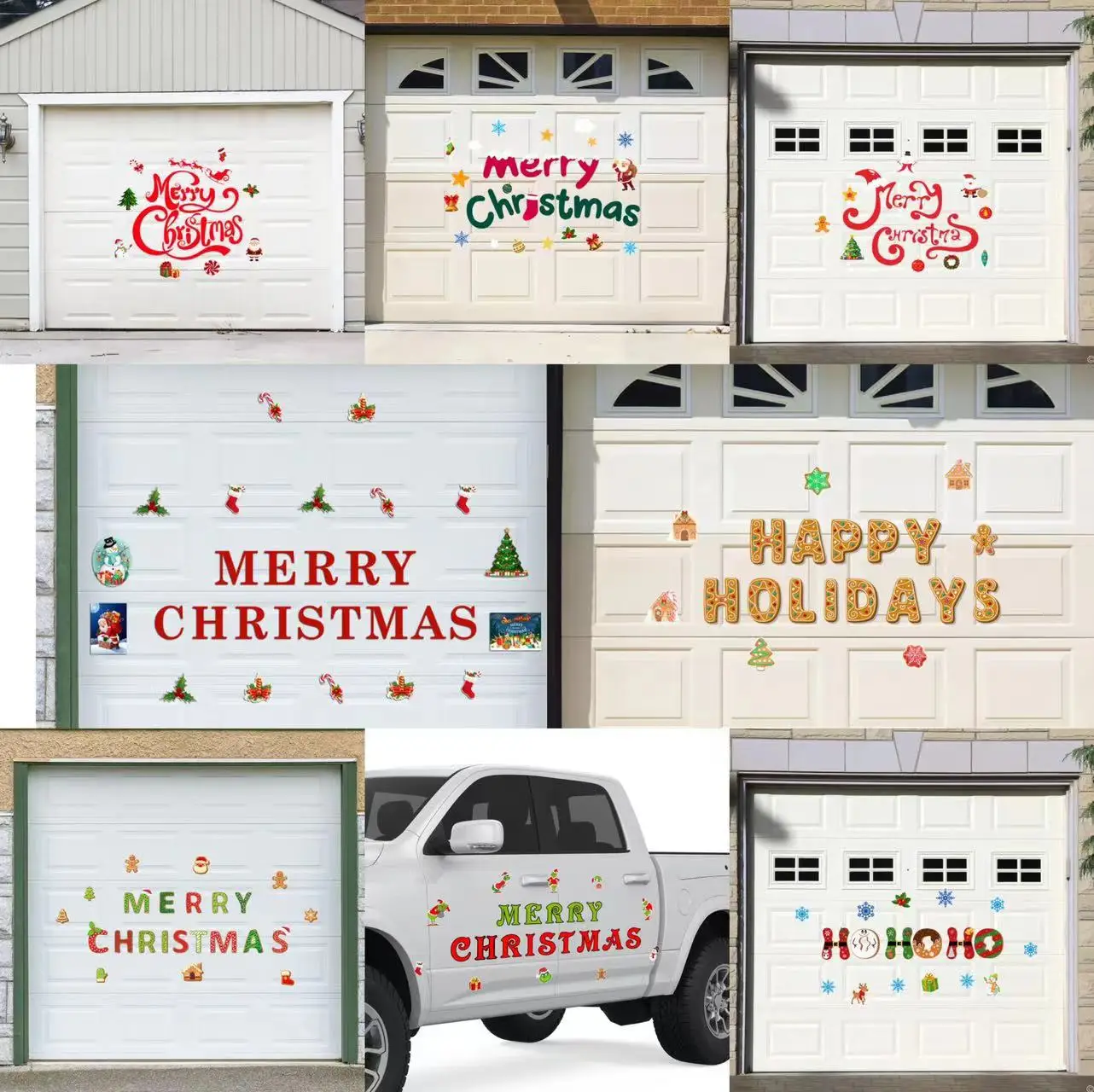 

Christmas Merry Christmas Snowman Pine Garage Door Sticker Festive Decoration Car Fridge Sticker