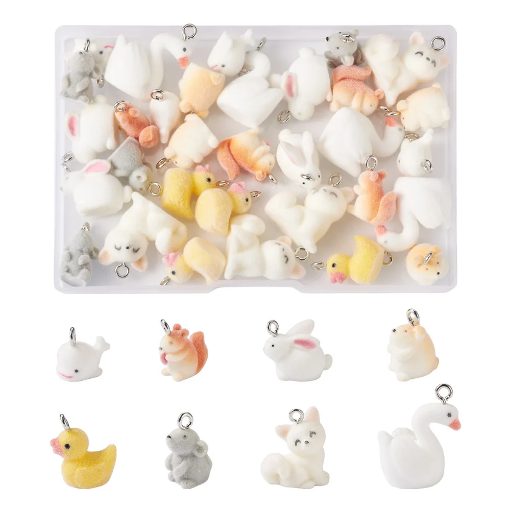 

1 Box Resin Animal Pendant Cute Goose Duck Dolphin Bead Charms Farm Theme Necklace Earring for DIY Jewelry Making Accessories