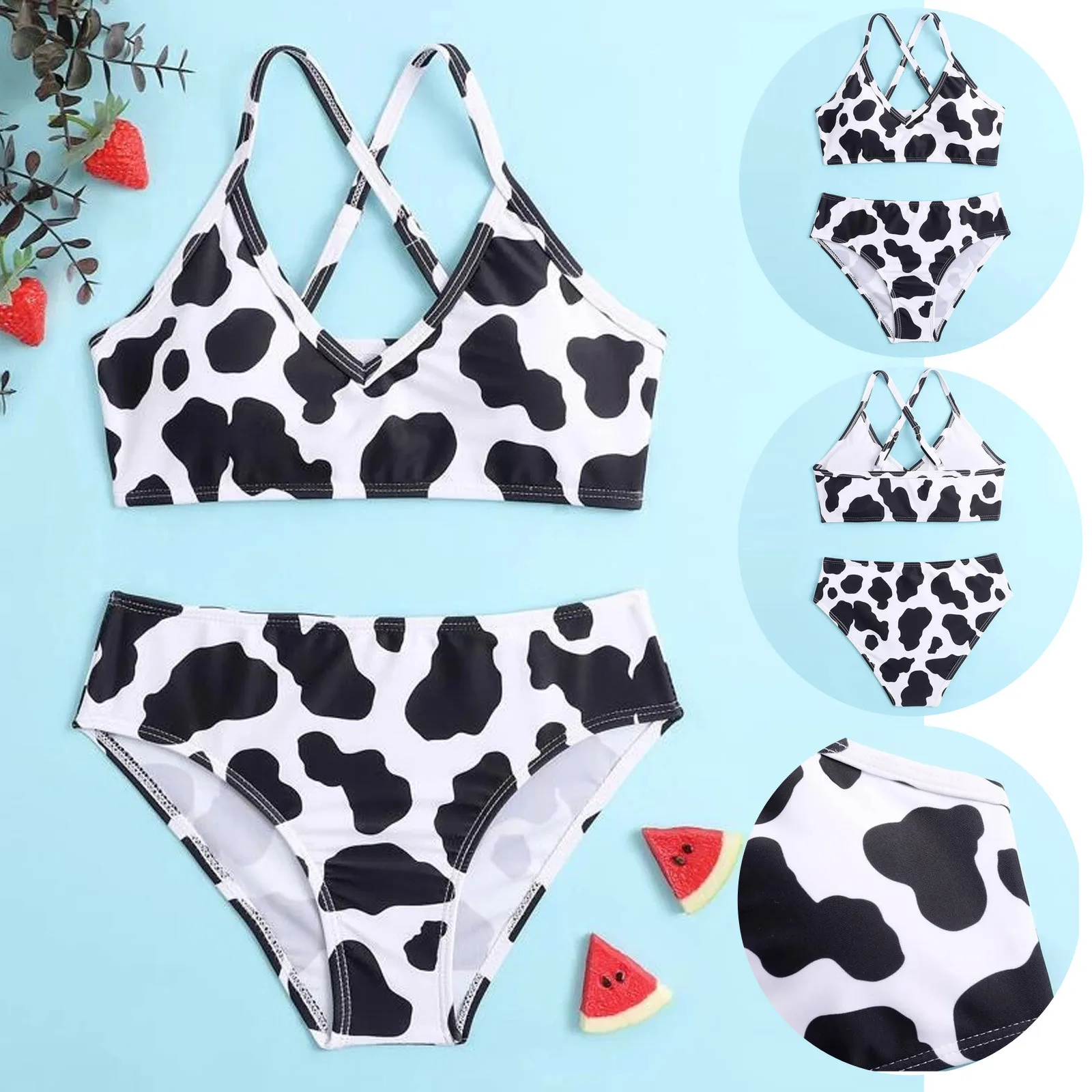 Детские летние купальники для девочек милый пляжный купальник с коровьим