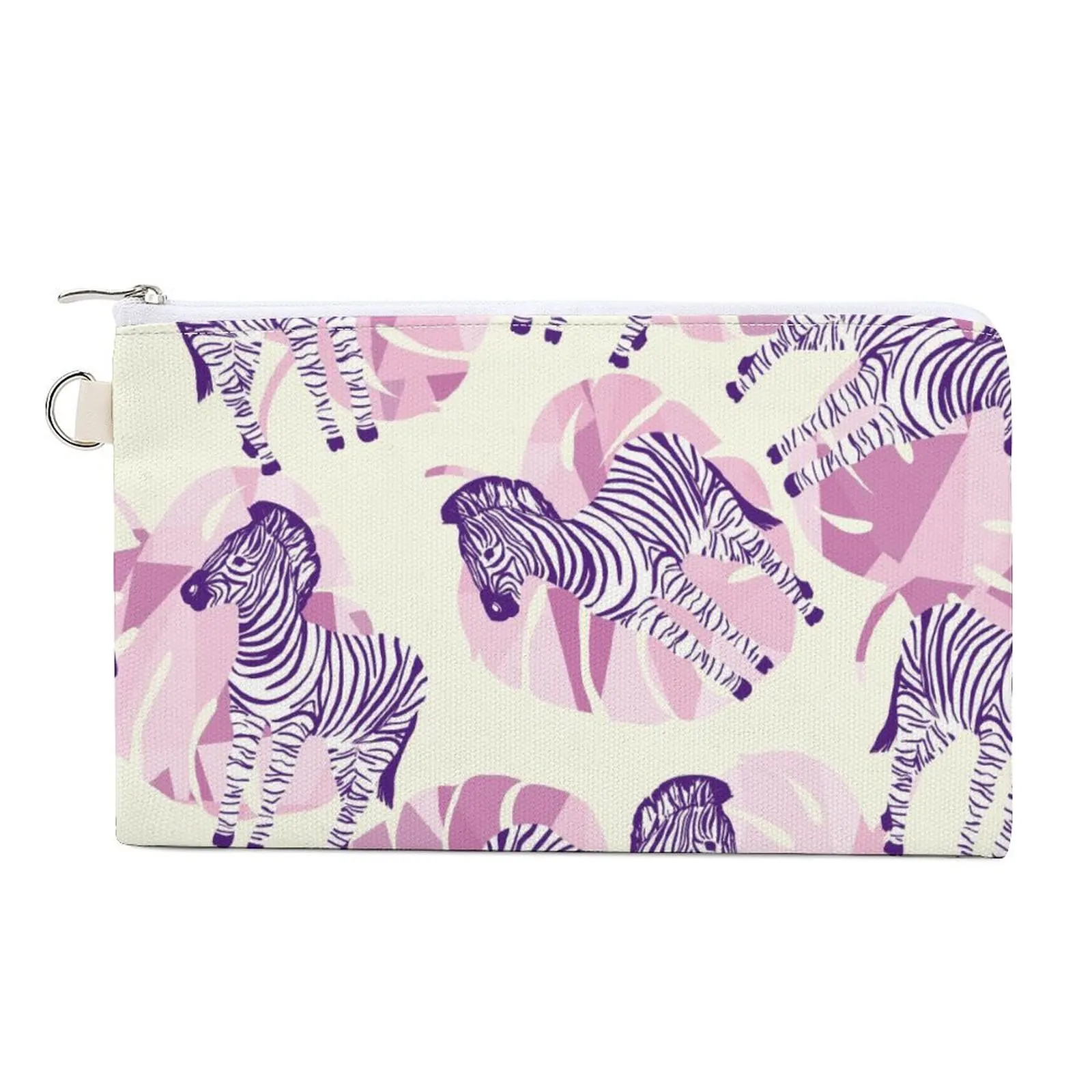 Pink Girl Zebra Print Zero Wallet Camouflage Pattern Portable Card Bag Square Bag Small Pouch Coin Purse for Women