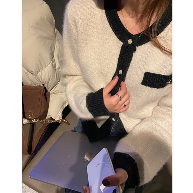 Свитер на пуговицах со свежим жемчугом кардиган женский винтажный светский