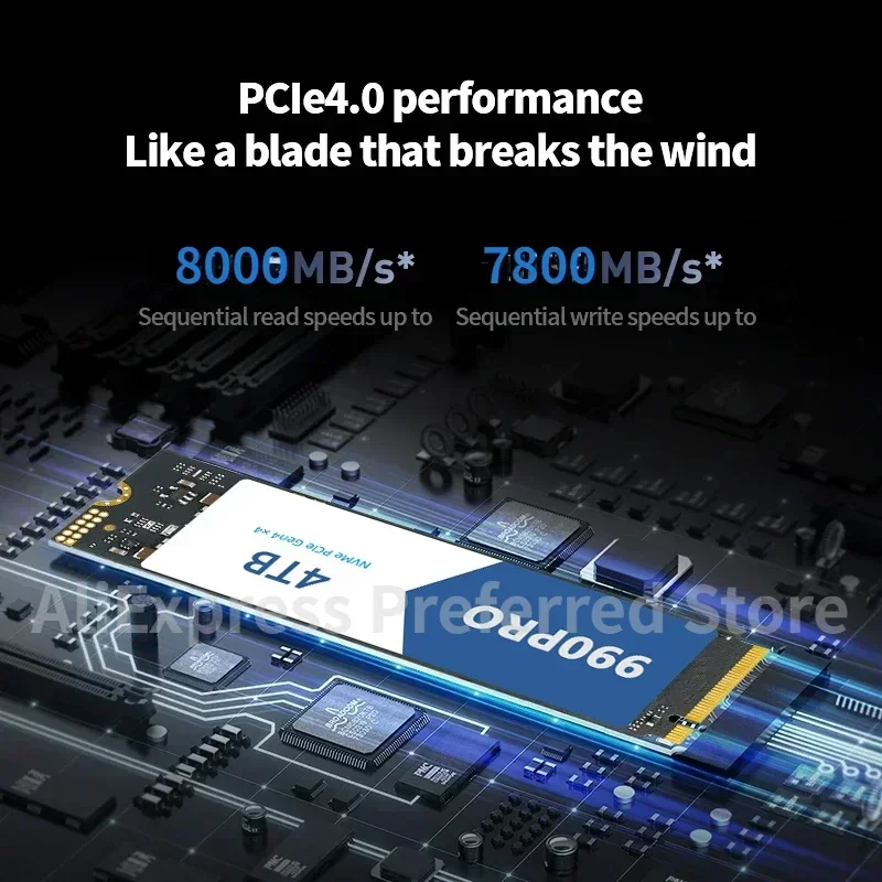 Синий 990Pro с радиатором NVMe M.2 SSD 1 ТБ 2 4 8 Внутренний твердотельный жесткий диск PCIe 4.0