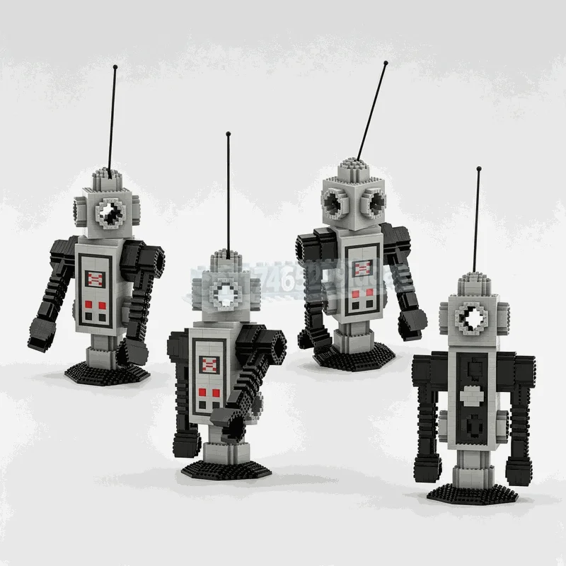 Фото НОВИНКА: 1561 ДЕТАЛЬ MOC Макси-фигурка: Модель персонажа-дроида серого цвета. Конструктор-пазл для самостоятельной сборки. Креативный конструктор в стиле научной фантастики. Подарок. №1