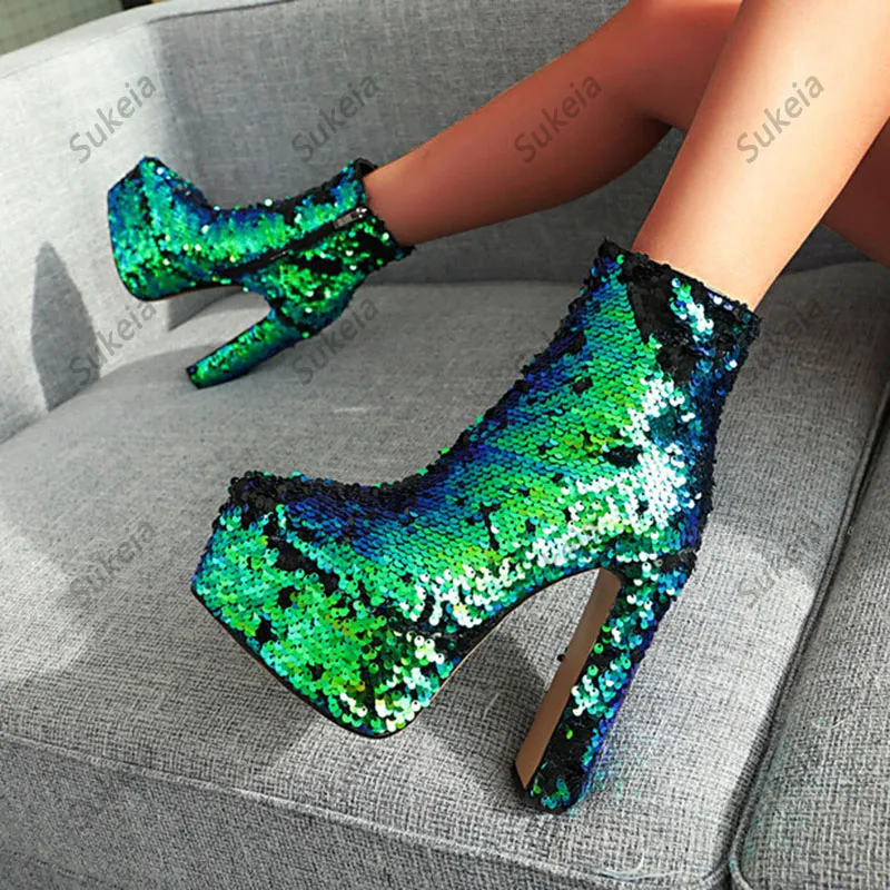 Sukeia популярные женские зимние ботильоны с острым носком на массивном каблуке