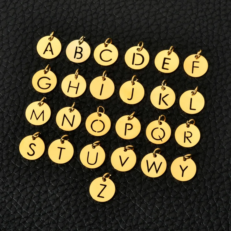 

ESSFF 25PCS/Lot Jewelry Wholesale Letter Charms DIY Fashion A-Z Gold Color Stainless Steel Pendant for Women Men Punk Rock Gifts