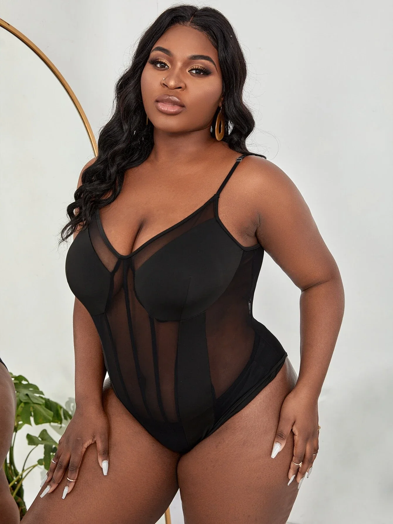 

Bustier Mesh Cami Bodysuit Without Panty