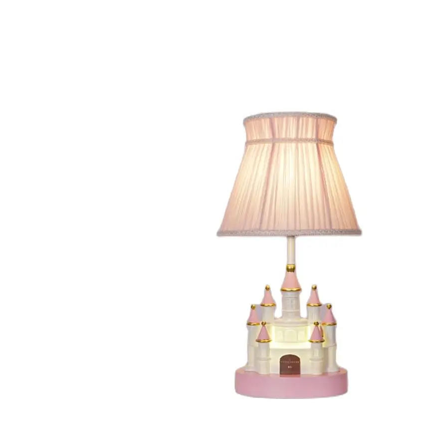 

Скандинавский мультяшный розовый замок настольные лампы для спальни тканевые Настольные светильники романтическое украшение для детской ...