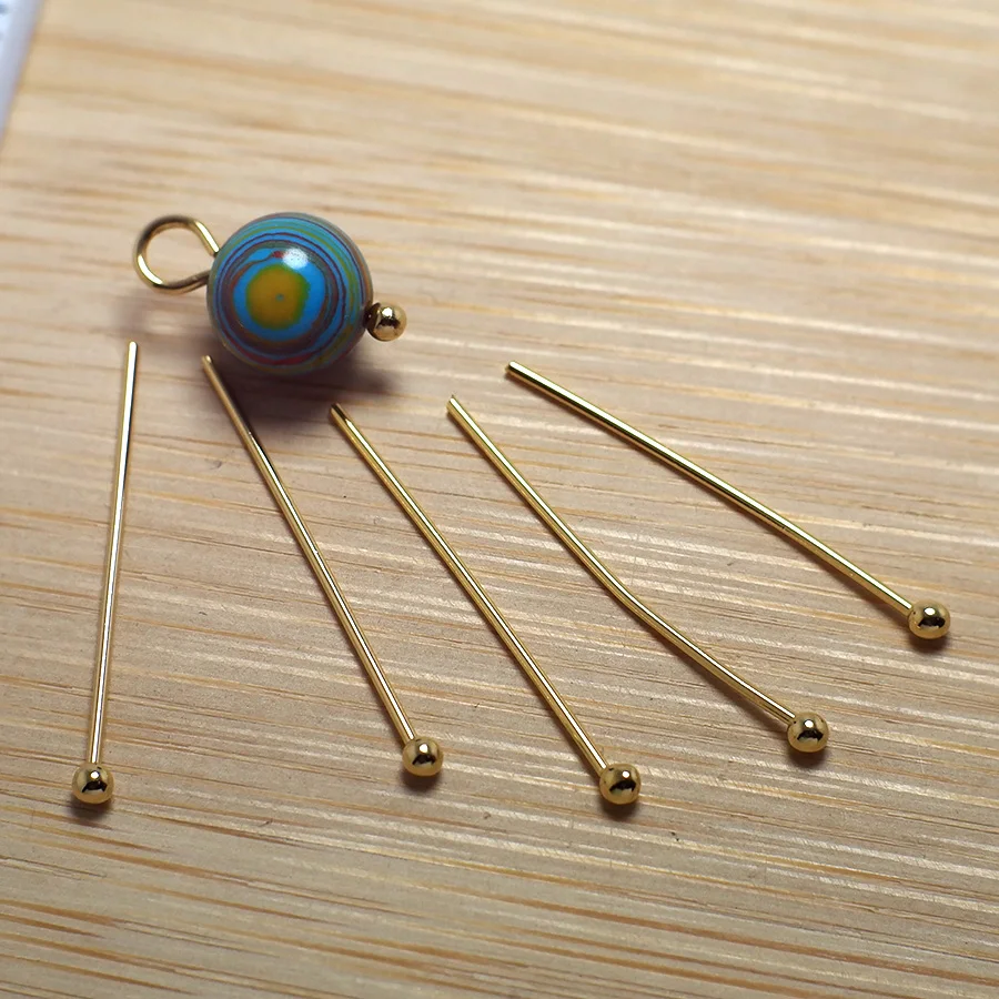 

50pcs 25mm 24K Gold Color Plated Brass Ball Pins Bead Pins Connector,DIY Jewelry Making Earrings Findings Accessories