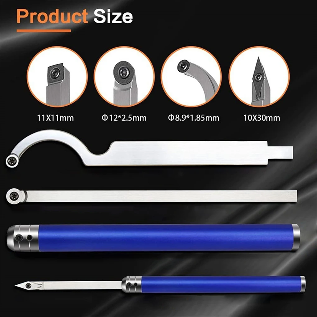 

Pack of 8 Wood Turning Tools Set Woodworking Lathe Deburring Bars DIY Crafting Professional Boring Engraving Accessories