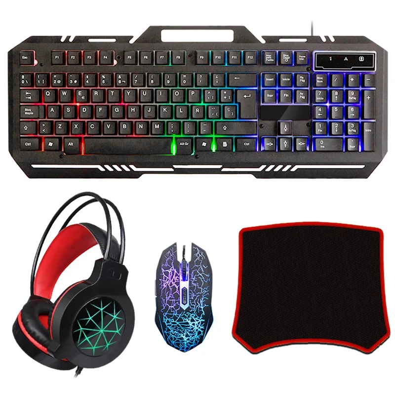 

Wired Gamer Keyboard Suit For Laptop PC Gamers PS4 Rainbow LED Gaming Keyboard