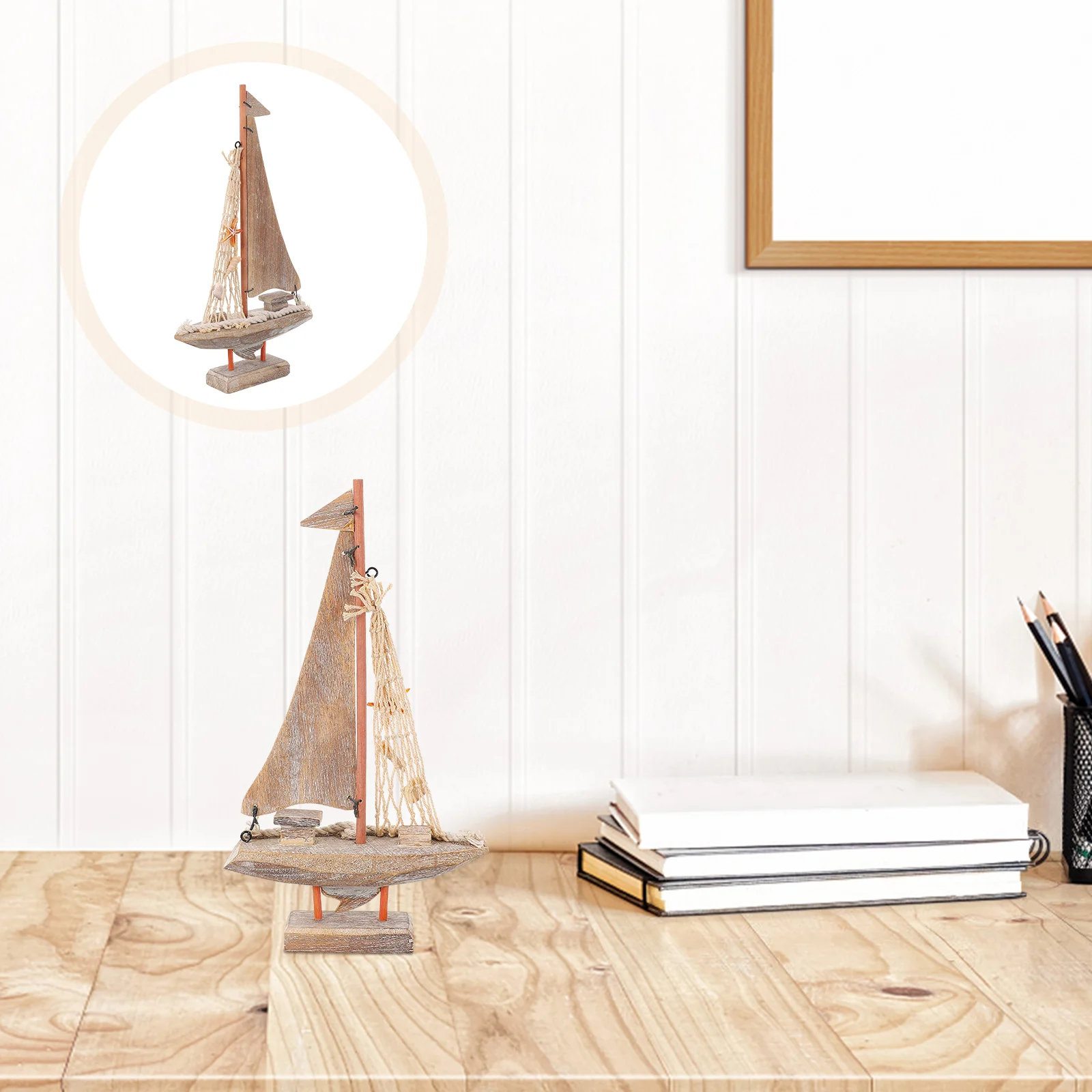 

Wooden Sailboat Model Decor Nautical Decor Sailing Home Office Ocean Theme Party Decoration