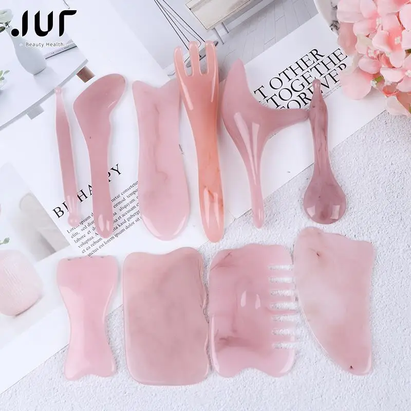 

Массажер гуаша для тела из натурального нефрита/розового кварца