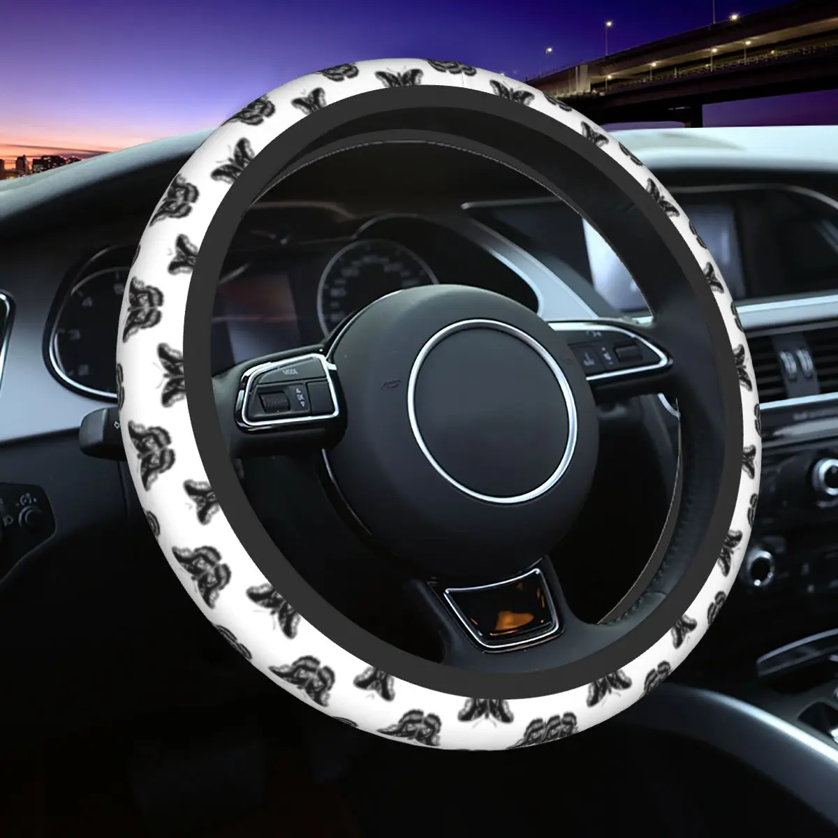

Butterflies Car Steering Wheel Cover 37-38 Anti-slip Beautiful Elegan Elastische Auto Decoration Steering-Wheel Accessories