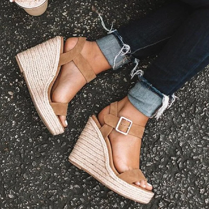 

Ladies Shoes Platform Sandals Women Comfortable Wedges High Heels Pumps Sandalia Espadrilles Female Summer Plus Size 43