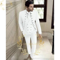 szmanlizi custom made white slim fit wedding costume suits for men 3 pieces groom tuxedos groomsmen party male dress bridegroom