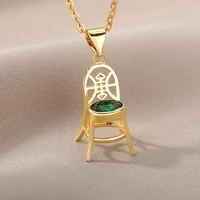 2022 metal toy chair pendant necklace for women punk oval rhinestone necklaces zircon collier party jewelry gifts bijoux femme