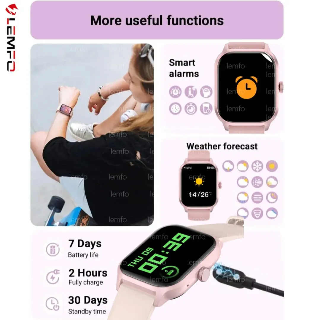 Водонепроницаемые смарт-часы с фитнес-трекером и пульсометром цвет в