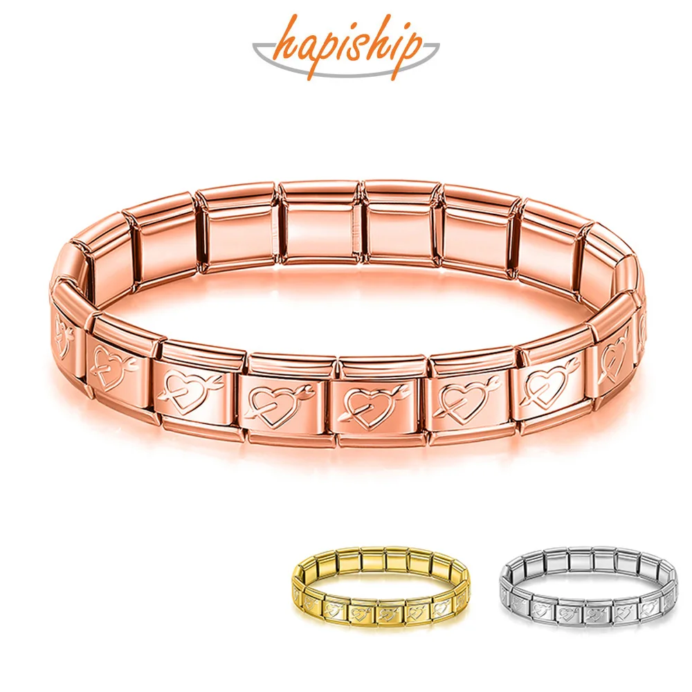 Браслет Hapiship из нержавеющей стали Женский, браслет со стрелками в форме сердца шириной 9 мм, подарок на свадьбу и Рождество, ювелирное изделие для девушек, G228