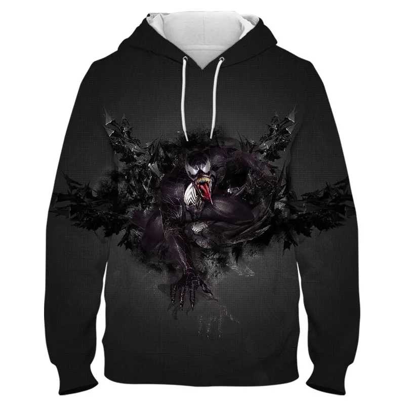 

Streetwear Clothes For Men Spring Autumn Long Sleeve Casual Boy Girl Kids Hoodie Marvel Venom 3D Print Cool Women Sweatshirt