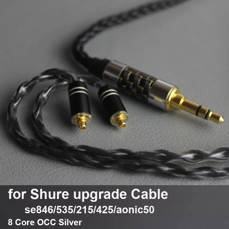 

8-жильный черный кабель для SHURE кабеля с микрофоном se846 535 215 425 aonic50 наушники OCC посеребренное обновление 2,5 4,4 баланс