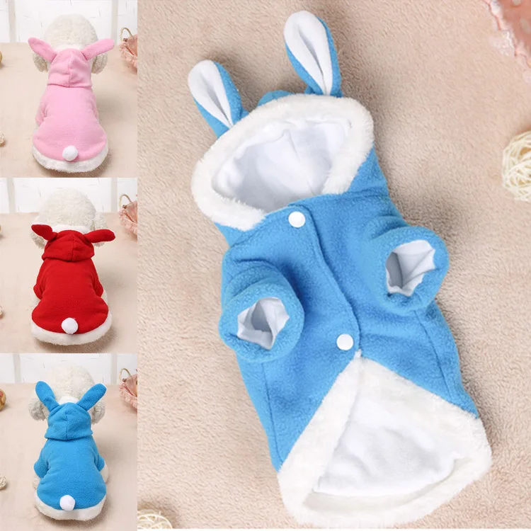 

Hooded Coat Clothing For Dogs Fleece Cat Puppy Easter Bunny Pet Dog Costume Clothes Warm Rabbit Dressing Up Outfit