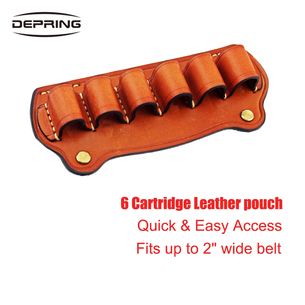 

Tactical Hunting 6 Cartridge Leather 12G ShotgShell Rifle Magazine Holder for Belt Use Molle Pouch Hunting Gear Accessories