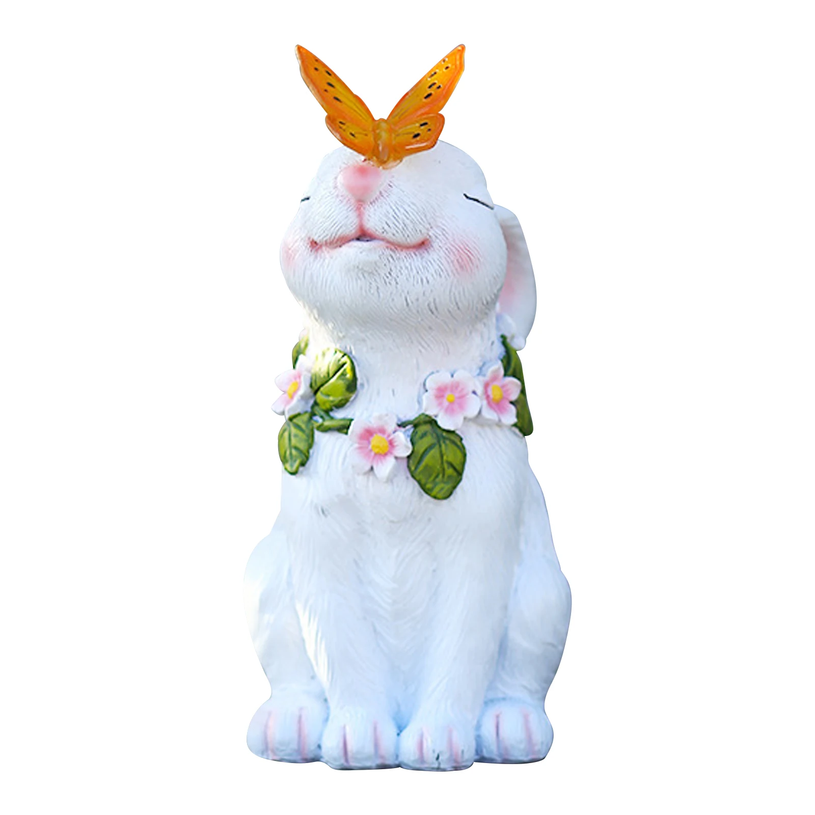 

Resin Ornament Life Like Rabbit Statue Cute Sculpture Outdoor Solar Light Garden Decor Display Craft Bunny Figurine Art Gift