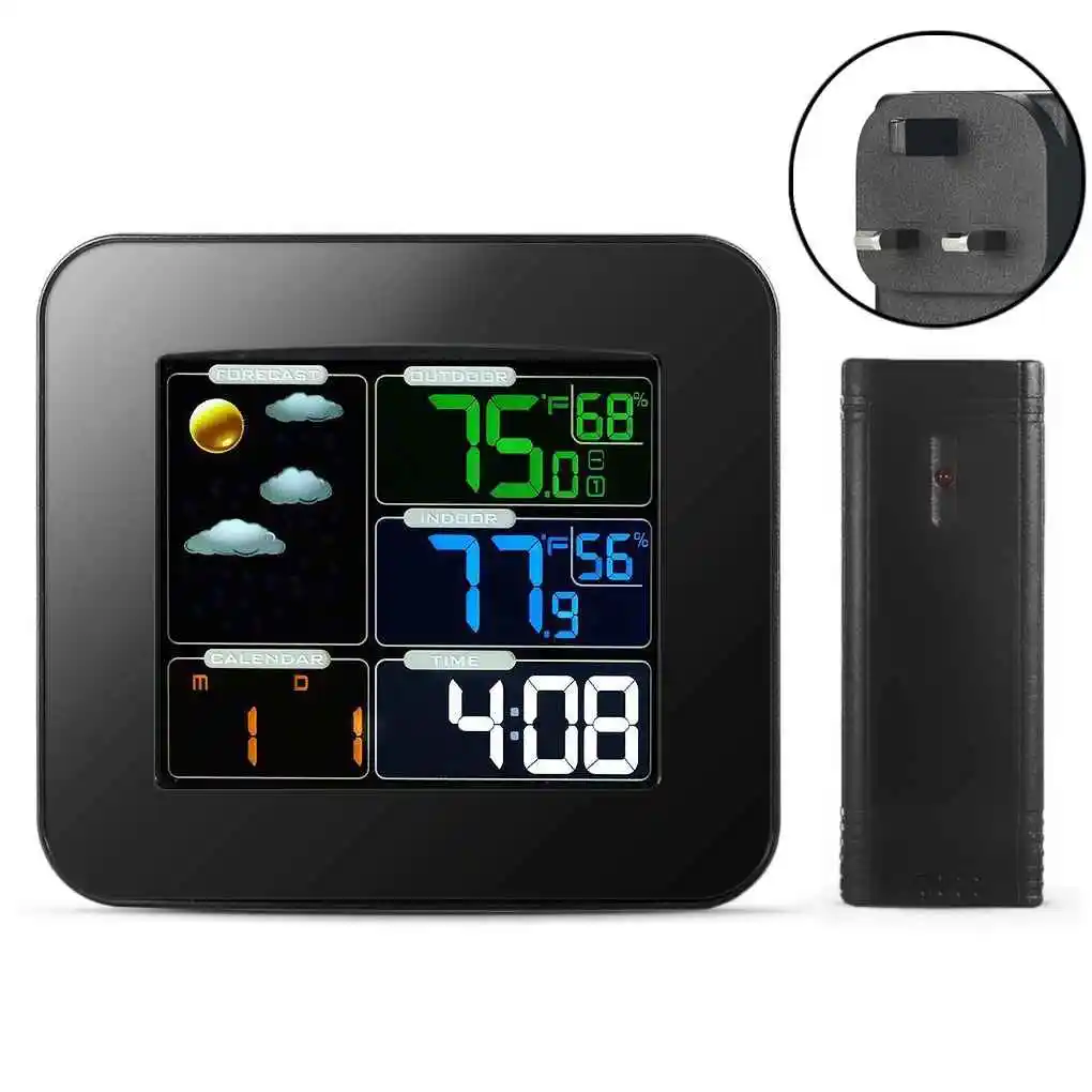 

Color Weather Station Wireless Thermometer Hygrometer Clock Forecast Meter Digital In/Outdoor Temperature Humidity Barometer