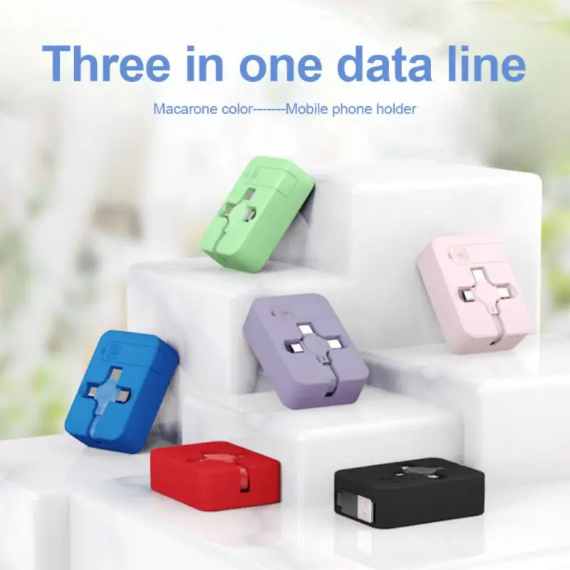 

Type C Charging Cord Scalable Telescopic Mobile Phone Charging Cable Portable 1m Phone Accessories Charger Data Cable 3a 3in1