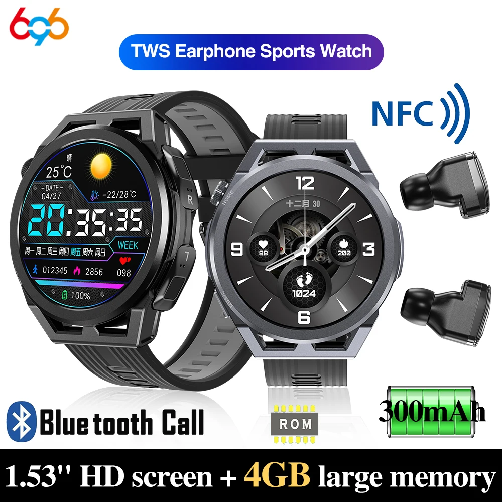 1 53 &quot2в1 TWS наушники Smartwatch Blue Tooth Call Sports 4 ГБ локальная память Музыка Запись звука 2