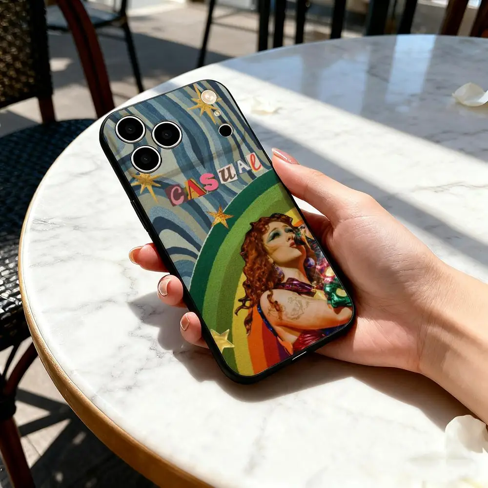 Фото Чехол для телефона Singer C-Chappell Roan для iPhone 17 16 15 14 13 12 11 Pro Max Plus Air Mini, мягкий, черный №3