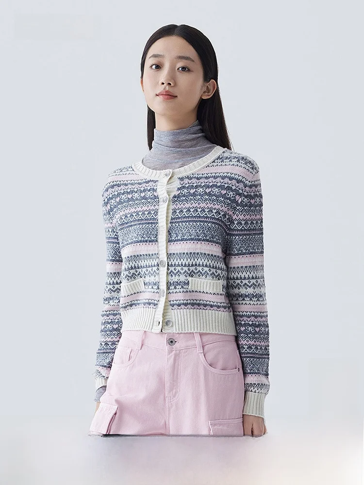 Женский флисовый вязаный свитер Five plus Fairland кардиган с грудью скандинавский Sle