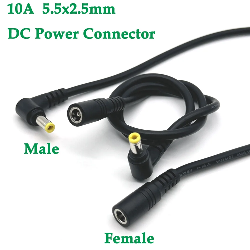

Кабель питания 18AWG постоянного тока 5,5*2,5 мм, провод «штырь-гнездо», зарядное устройство, 10 А, Высоковольтный Разъем питания постоянного тока, гнездовой разъем
