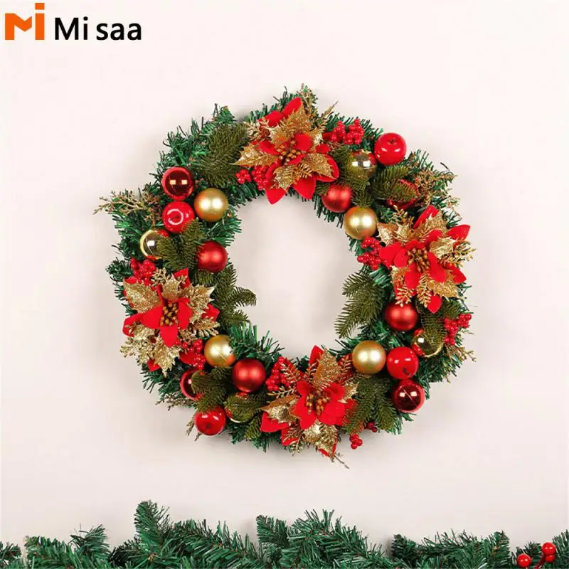

Christmas Simulation Wreath Decoration Exquisite Workmanship High Quality Material Bright Colors Wear Resistance Easy To Hang