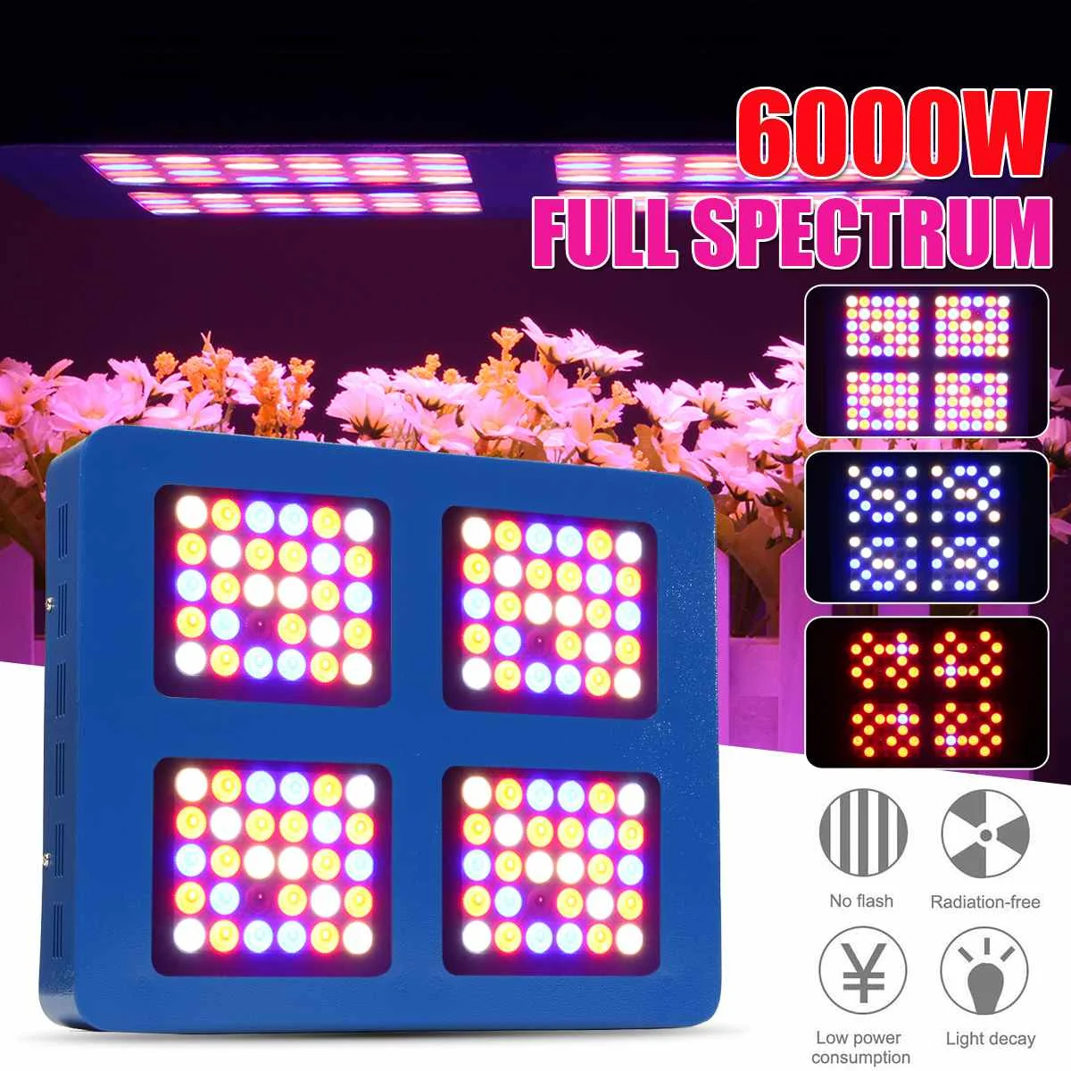 

120LED 6000W LED Grow Light Full Spectrum LED Plant Grow Light Veg Bloom Lamp Indoor Plant Growing Light Greenhouse AC85-265V