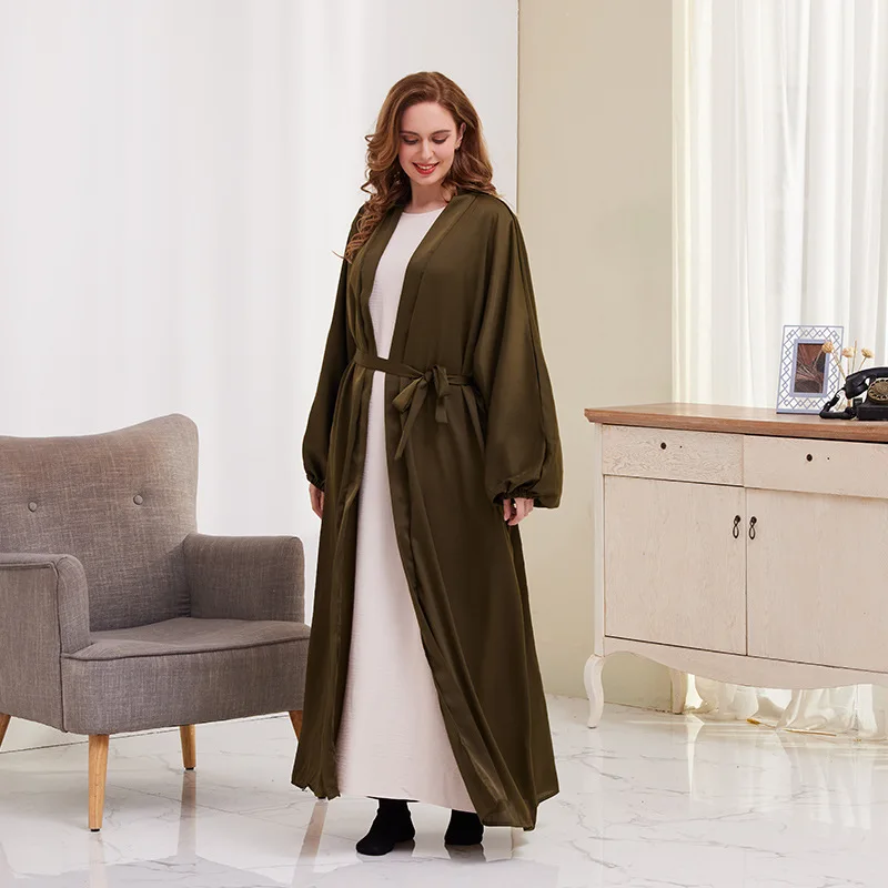 Muslim Abaya Dress Solid Color Fashion Bubble Sleeve Robe Femme Musulman Loose and Elegant Women's Dress for Europe France